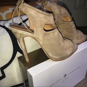Taupe Suede Mercanti Fiorentini Tieback Heels